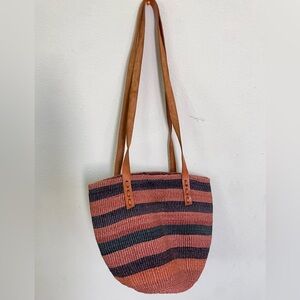 Striped Pink Reddish and Black Market Tote Bag